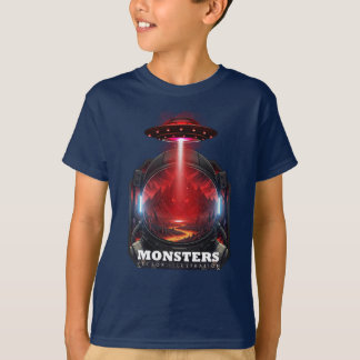 Kids Monster Space Alien UFO Graphic Tee