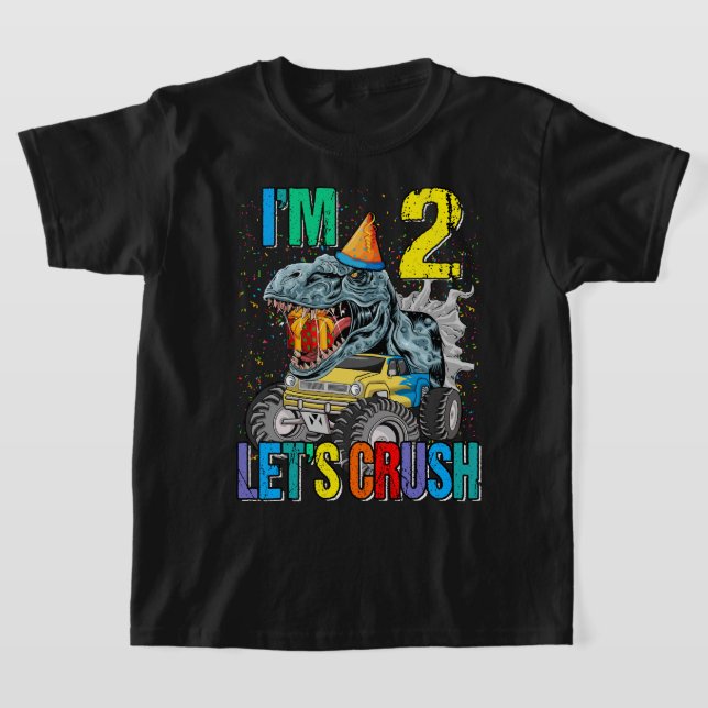 Kids Monster Truck 2 Year Old Tee 2nd Birthday Boy (Laydown)
