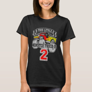 Kids Monster Truck 2nd Birthday This Little Monst T-Shirt