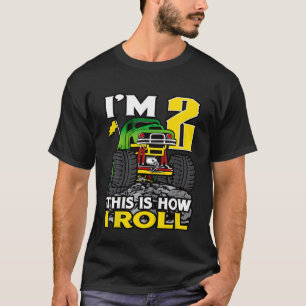 Kids Monster truck 2T Birthday Top I'm 2 This is H