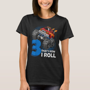 Kids Monster Truck 3rd Birthday 3 year Olds Birthd T-Shirt