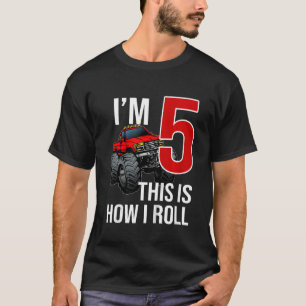 Kids Monster Truck 5th Birthday 5 year Old Birthda T-Shirt