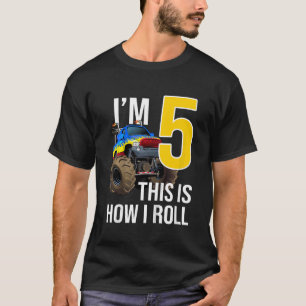 Kids Monster Truck 5th Birthday 5 year Old Birthda T-Shirt