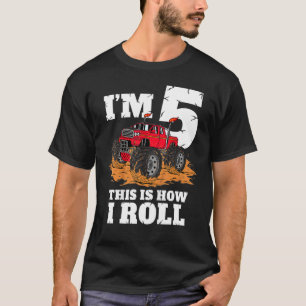 Kids Monster Truck 5th Birthday Boy 5 Year Old Te T-Shirt