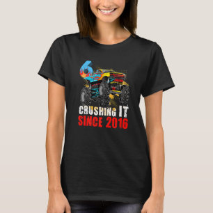 Kids Monster Truck 6th Birthday 6 Crushing It Sinc T-Shirt