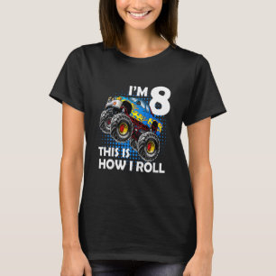 Kids Monster Truck 8th Birthday 8 year Olds Birthd T-Shirt