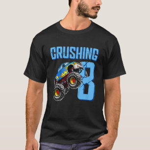 Kids Monster Truck 8th Birthday Crushing 8 years O T-Shirt