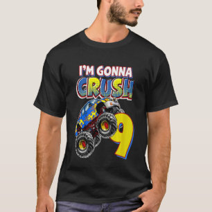 Kids Monster Truck 9th Birthday 9 year Old Birthda T-Shirt