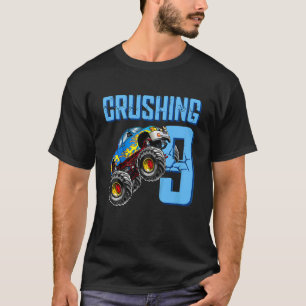 Kids Monster Truck 9th Birthday Crushing 9 years O T-Shirt