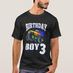 Kids Monster Truck Birthday Boy Is 3 Kids 3rd Birt T-Shirt