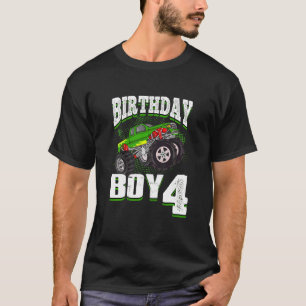 Kids Monster Truck Birthday Boy Is 4 Kids 4th Birt T-Shirt