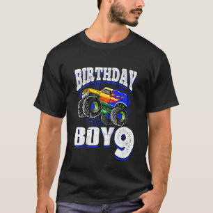 Kids Monster Truck Birthday Boy Is 9 Kids 9th Birt T-Shirt