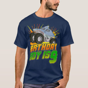 Kids Monster Truck Birthday Boy Is 9 Kids 9th Birt T-Shirt