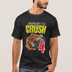 Kids Monster Truck Birthday I'm Going To Crush 4 T-Shirt