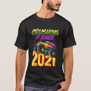 Kids Monster Truck Crushing It Since 2021 Kids Bir T-Shirt