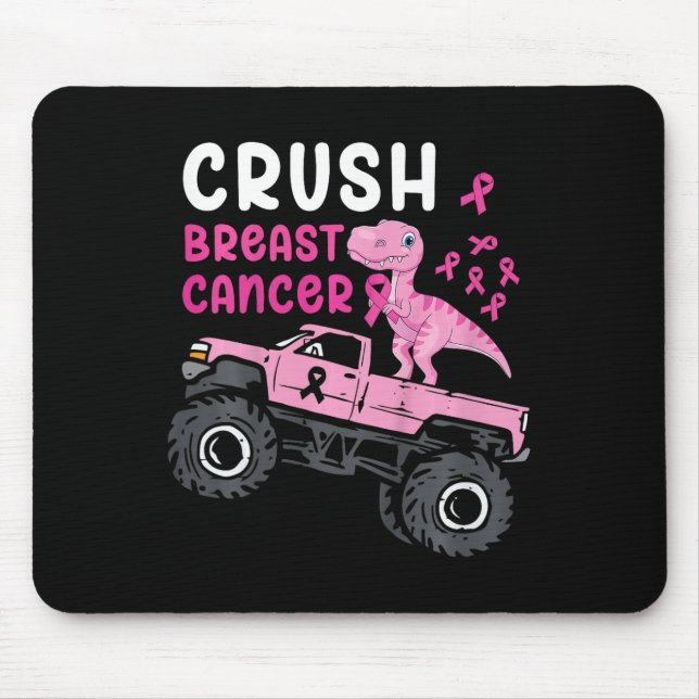 Kids Monster Truck Dinosaur Crush Breast Cancer Aw Mouse Pad (Front)