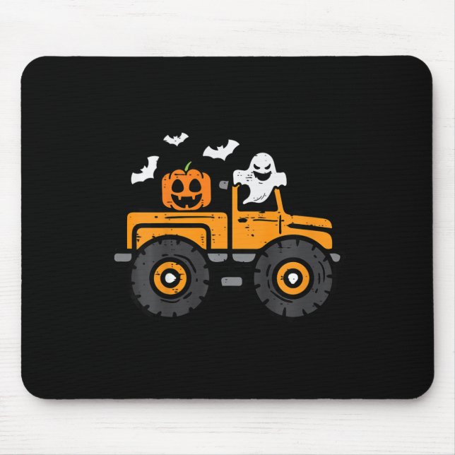 Kids Monster Truck Ghost Pumpkin Halloween Costume Mouse Pad (Front)