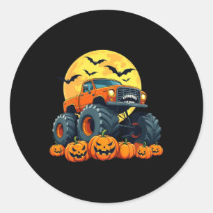 Kids Monster Truck Halloween Pumpkin Jack O Lanter Classic Round Sticker
