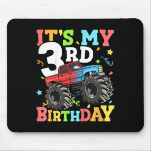 Kids Monster Truck Its My 3rd Birthday Boy 3 Three Mouse Pad