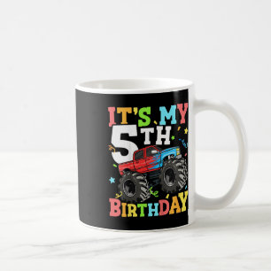 Kids Monster Truck Its My 5th Birthday Boy 5 Five  Coffee Mug