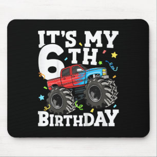 Kids Monster Truck Its My 6th Birthday Boy 6  Mouse Pad