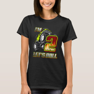 Kids Monster Trucks 2nd Birthday  I'm 2 Let's Roll T-Shirt