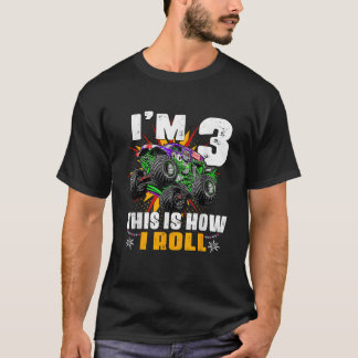 Kids Monster Trucks 3rd Birthday Party Shirt Three
