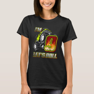 Kids Monster Trucks 9th Birthday I'm 9 Let's Roll T-Shirt