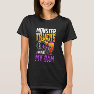 Kids Monster Trucks Are My Jam 7th Birthday Monste T-Shirt
