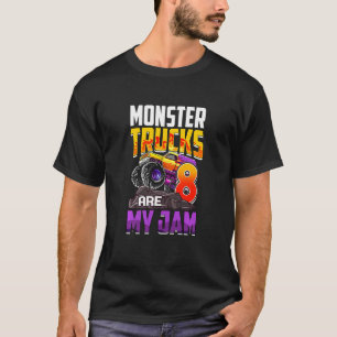 Kids Monster Trucks Are My Jam 8th Birthday Monste T-Shirt
