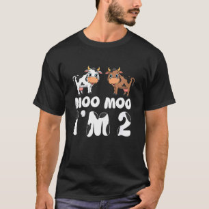 Kids Moo Moo I'm Two Cute Cow 2nd Birthday Cows T-Shirt