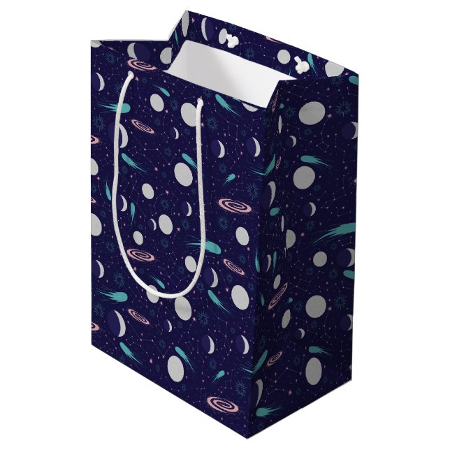 Kids Moon Meteor Black Hole Planet Comet Medium Gift Bag (Back Angled)