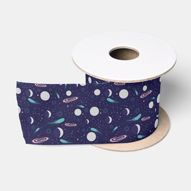 Kids Moon Meteor Black Hole Planet Comet Satin Ribbon (Spool)