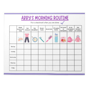 Kids Morning Routine Checklist with Cute Icons Notepad
