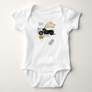 Kids Motorcycle graffiti white t-shirt  Baby Bodysuit