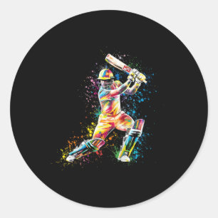 Kids Multicolored Cricket Men Kids Boys  Classic Round Sticker