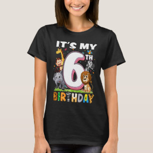 Kids My 6th Birthday Zoo Jungle Safari 6 Years Old T-Shirt