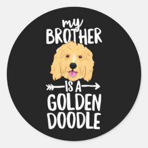 Kids My Brother Is A Goldendoodle Classic Round Sticker