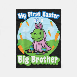 Kids My First Easter As A Big Brother Cute Easter  Fleece Blanket