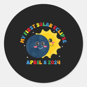 Kids My First Total Solar Eclipse April 8th Toddle Classic Round Sticker