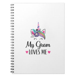 Kids My Gram Loves Me Unicorn Granddaughter T-Shir Notebook