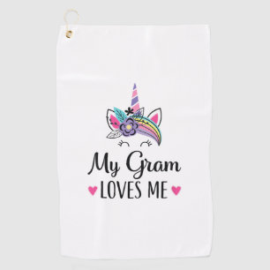 Kids My Grammy Loves Me Unicorn Grandchild T-Shirt Golf Towel