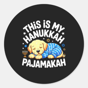 Kids My Hanukkah Pajamas Pajamakah Puppy Hanukkah Classic Round Sticker