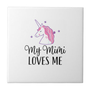Kids My Mimi Loves Me Girl Unicorn Granddaughter T Tile