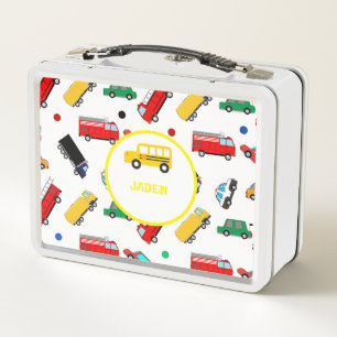 Kids Name Backpack Car Race Back To School Metal Lunch Box
