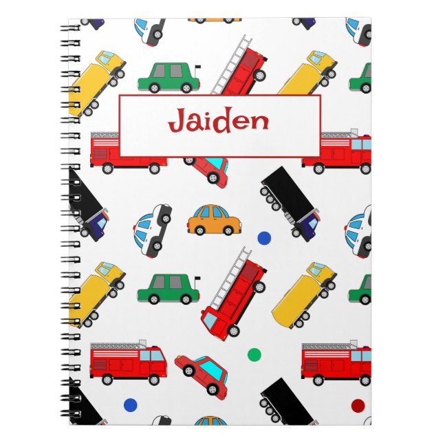 Kids Name Backpack Car Race Back To School Notebook (Front)