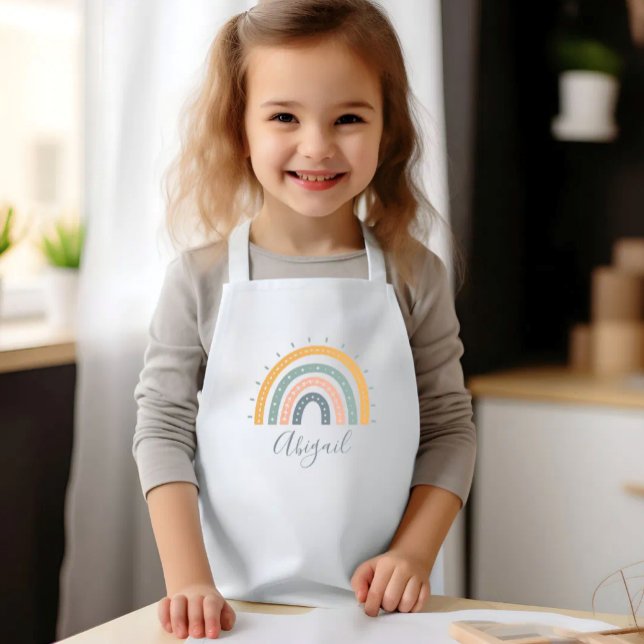 Kids Name Boho Pastel Earth Tones Apron (Creator Uploaded)