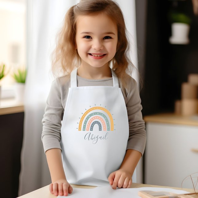 Kids Name Boho Pastel Earth Tones Apron (Creator Uploaded)