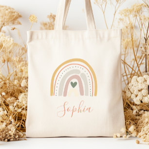 Kids Name Boho Pastel Earth Tones Tote Bag
