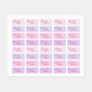 Kids' Name Clothing School Labels with Pink Note